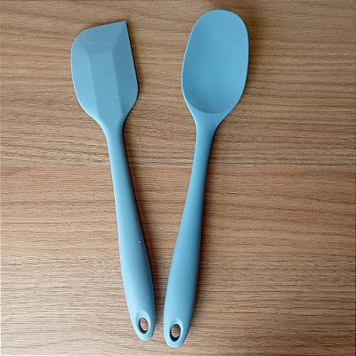 Kit Utensílios de Silicone Azul – Espátula Redonda + Espátula Pão Duro
