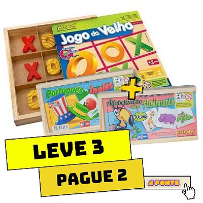 Jogo 3 em 1 : Damas, Jogo da Velha e Trilha (4 anos+) - A Pontee -  Brinquedos Educativos