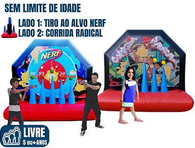 Jogo DUAL NERF Inflável (2x1: Tiro ao Alvo Nerf / Corrida Radical) (2,5m x 2m / altura: 1,70m)