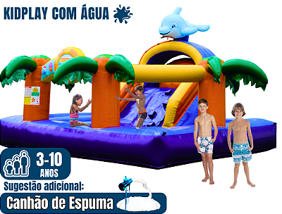 Multibrinquedo FESTA NA PISCINA (2x1: escorregador e piscina com água ou espuma) (4m x 4m / altura: 2,50m)