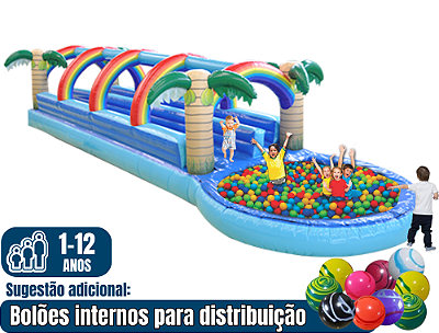 Pista de Bolinhas RADICAL SLIDE (2X1: pista pula-pula e bolinhas) (12m x 3m / altura: 2,30m)