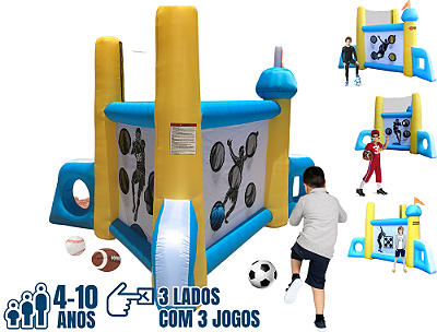 Multi-Esportes Infantil (chute a gol, beisebol e futebol americano) (3 em 1)  (4m x 3,20m / altura: 2,30m)