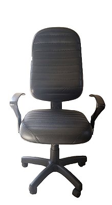 Cadeira de escritório Presidente com costura em formato listra total e base giratória preta