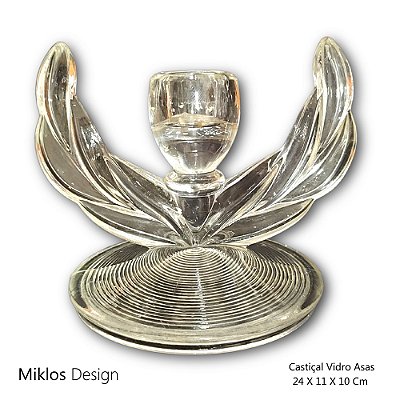 Castiçal em Vidro com Asas - Miklos Design