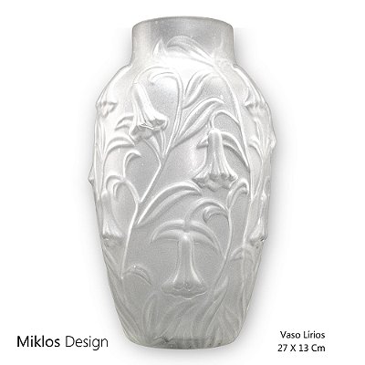 Vaso em Vidro Fosco com Lírios  - Miklos Design