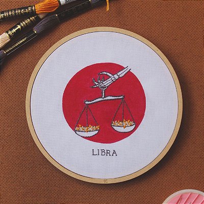Quadro / Bastidor bordado - Signos - Libra