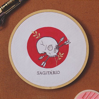 Quadro / Bastidor bordado - Signos - Sagitário
