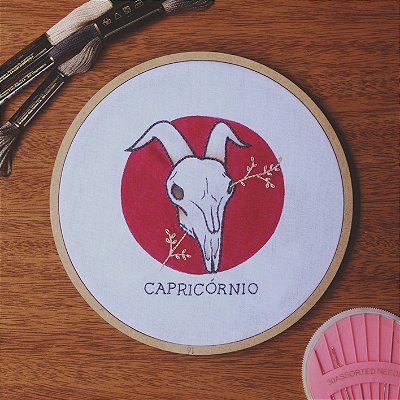 Quadro / Bastidor bordado - Signos - Capricórnio