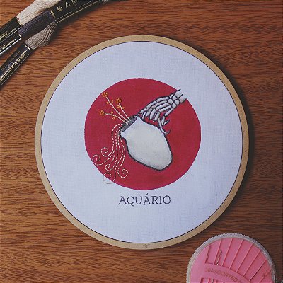 Quadro / Bastidor bordado - Signos - Aquário