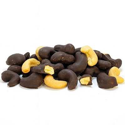 Castanha de caju drageada em chocolate 70% cacau (200g)