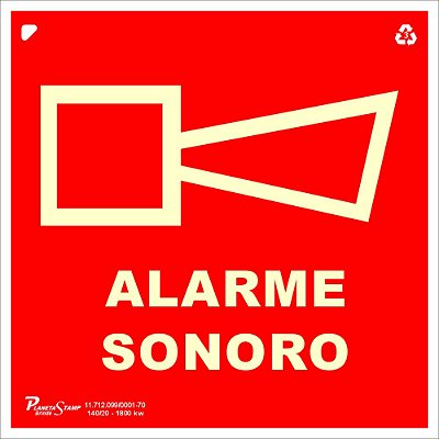 Placa E1 Alarme sonoro 20x20x0,05 cm