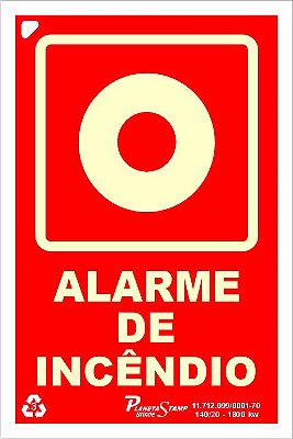 Placa E2 indicativa do Ponto de Acionamento do Alarme de Incêndio 10x15x0,05 cm