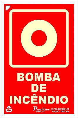 Placa E3 Bomba de Incêndio 10x15x0,05 cm