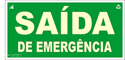 Placa S12B Saída de Emergência, Fotoluminescente 13x26x0,05 cm