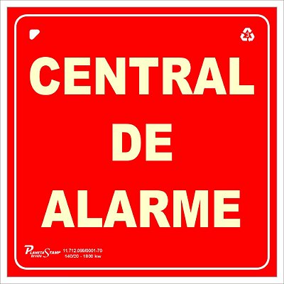 Placa Central de Alarme Fotoluminescente 20x20x0,05 cm