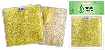 Esponja de Banho Bucha Vegetal Basic Quadrada - Caixa com 24 unidades