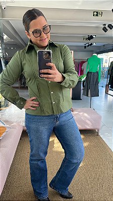 CAMISA TRICOLINE NERVURA FERNANDA VERDE