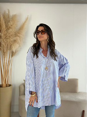 CAMISA SOFIA AZUL/BRANCO