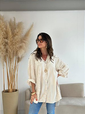 CAMISA SOFIA BEGE/BRANCO