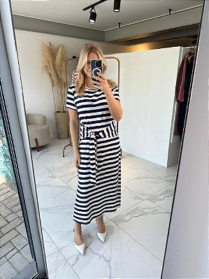 VESTIDO LETICIA LISTRADO MARINHO