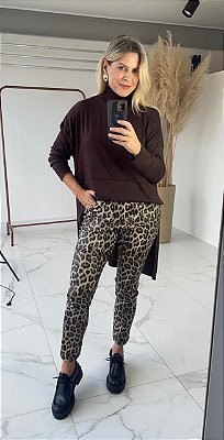 CALÇA ANIMAL PRINT BEGE