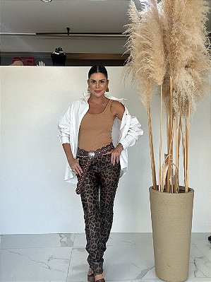 CALÇA ANIMAL PRINT MARROM