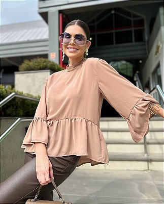 BLUSA PEPLUM ANDREA BEGE