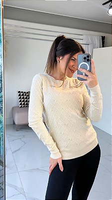 BLUSA MODAL PEROLAS BEGE