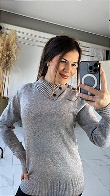 BLUSA MODAL BOTÕES CINZA