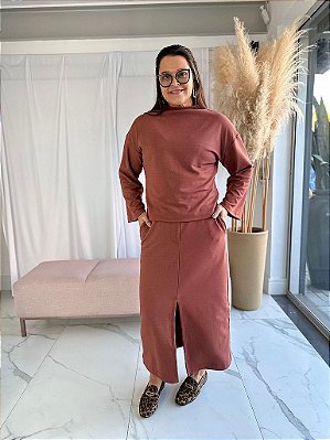 BLUSA PONTO ROMA CELINA MARROM