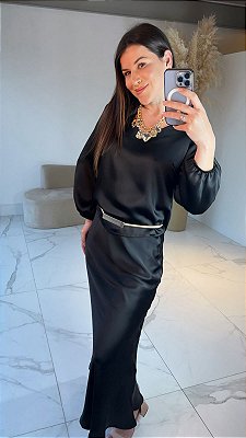BLUSA CETIM ANTONELLA PRETA