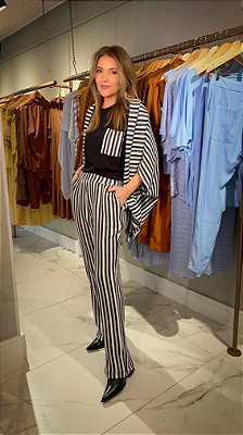 CALÇA LISTRADA NINA PRETO
