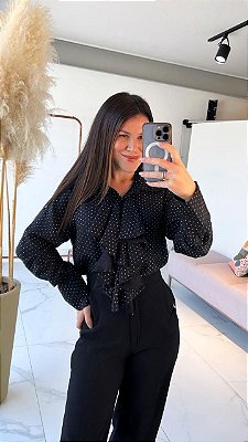 CAMISA POA BABADO PRETO