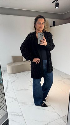 CARDIGAN PETALAS PRETO