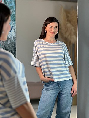BLUSA LISTRADA AMORE AZUL/OFF