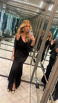VESTIDO BABADOS PRETO