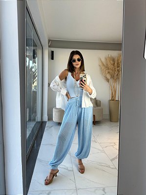 CALÇA TRICOT ALADIM AZUL