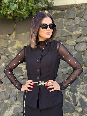 BLUSA TULE POA PRETA