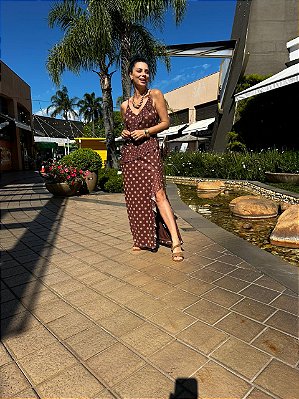 VESTIDO TULE POA MARROM