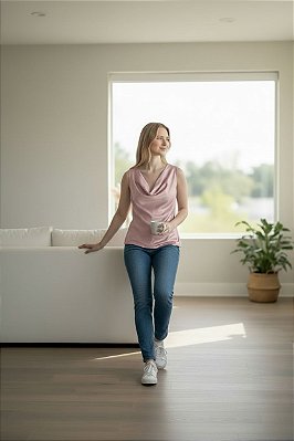 BLUSA CETIM GOLA BOBA NUDE