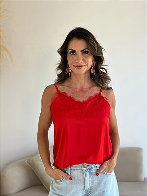 REGATA CETIM RENDA VERMELHO