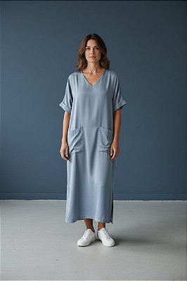 VESTIDO LINHO CLARA AZUL
