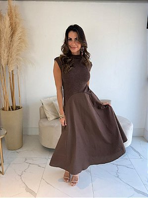 VESTIDO POLIANA MARROM