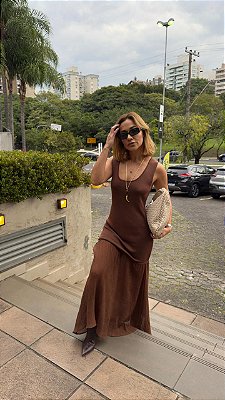 VESTIDO FABIOLA MARROM