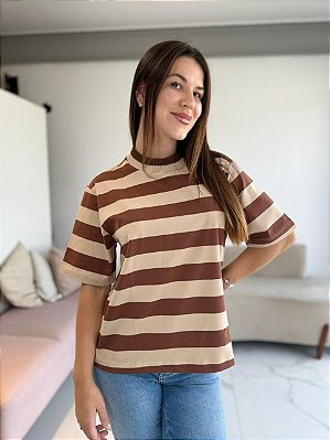 BLUSA MELISSA BEGE/MARROM