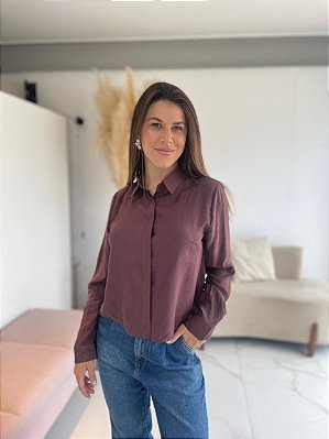 CAMISA CROPPED MARROM