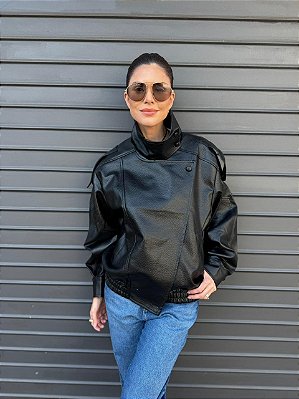 JAQUETA PU OVER PRETO