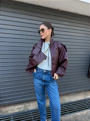 JAQUETA PU OVER MARROM