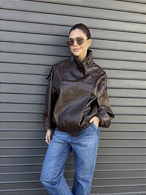 JAQUETA PU OVER MARROM