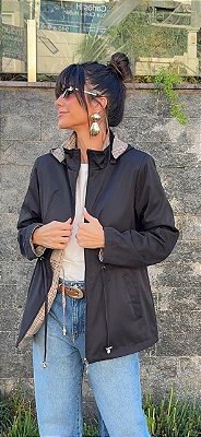 PARKA XADREZ REVERSÍVEL PRETO